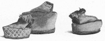 Chopines, Seventeenth Century. In the Ashmolean Museum.